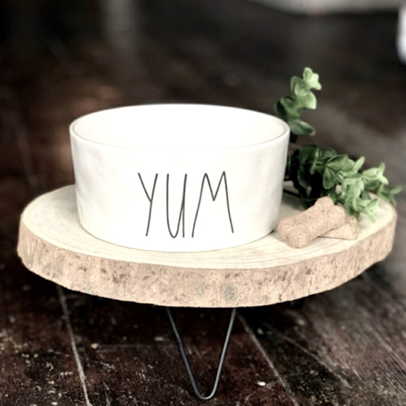 Rae Dunn Large White Ceramic YUM Dog Bowl